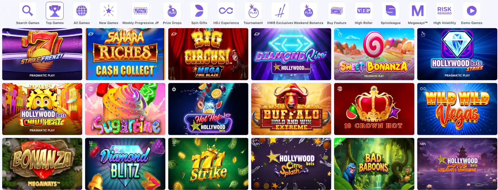 HollywoodBet South Africa Casino Games Selection